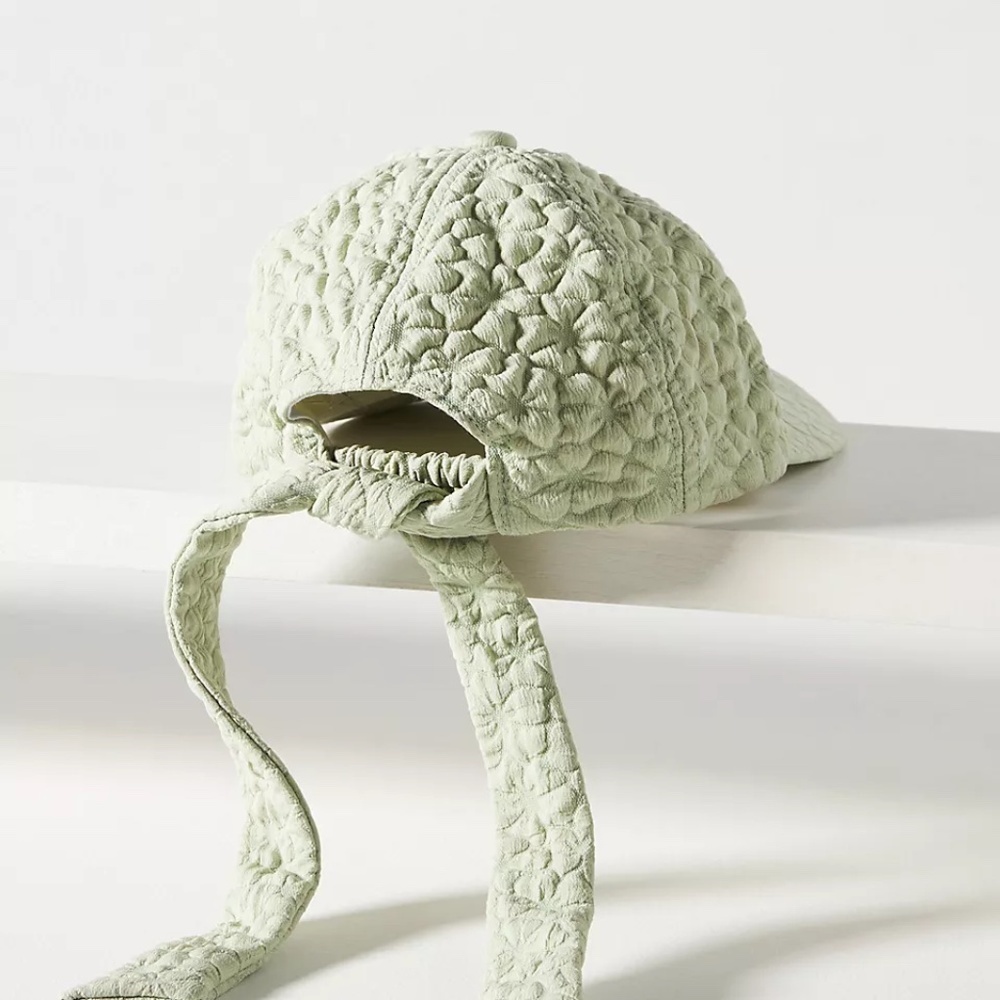 NWT Anthropologie San Diego Hot Cp. Floral Embroidered Cap Sage Green - Picture 4 of 5